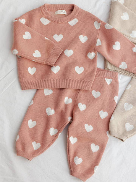 Heart Knit Pants || Pink by Quincy Mae
