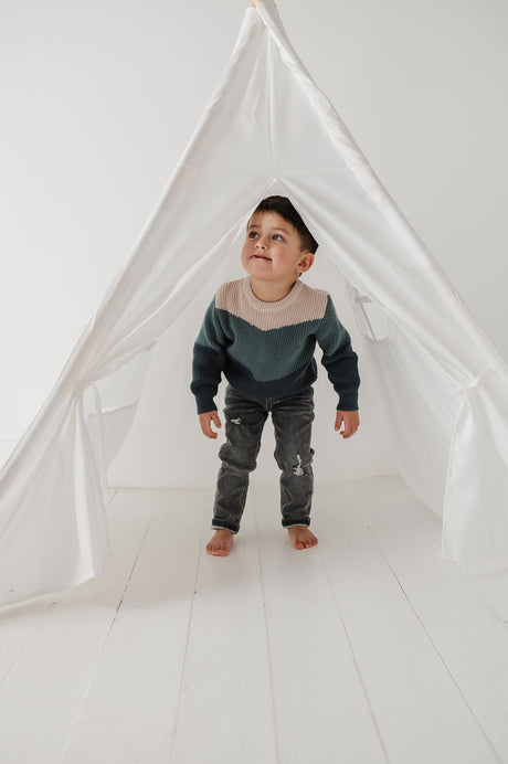 Colorblock Knit Sweater - Slate by babysprouts