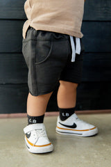 Raw Edge Harem Short - Charcoal by Little Bipsy