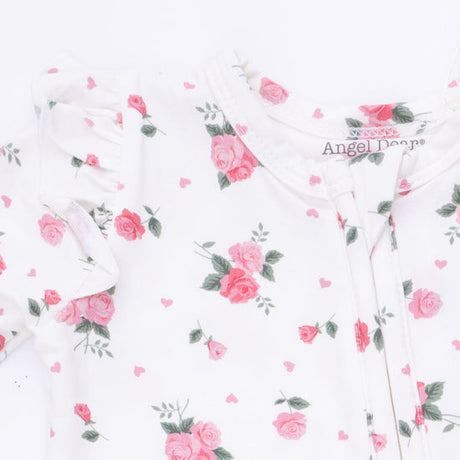 2 Way Ruffle Back Zipper Footie- Pink Rosettes by Angel Dear