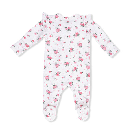 2 Way Ruffle Back Zipper Footie- Pink Rosettes by Angel Dear