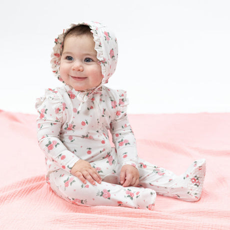 2 Way Ruffle Back Zipper Footie- Pink Rosettes by Angel Dear