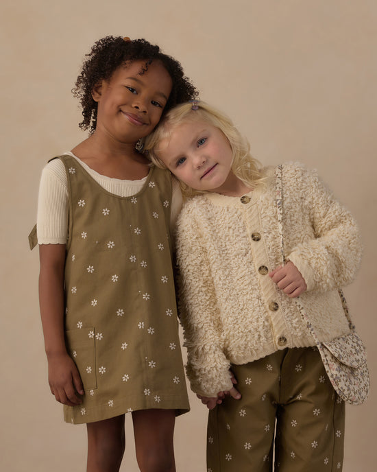 V-Neck Overall Dress || Embroidered Daisies by Rylee + Cru