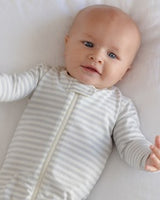 Zip Long Sleeve Sleeper Footie || Cloud Stripe by Quincy Mae
