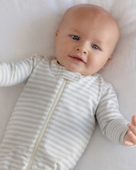Zip Long Sleeve Sleeper Footie || Cloud Stripe by Quincy Mae