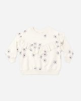 Ruffle Fleece Sweatshirt || Blue Daisy by Quincy Mae