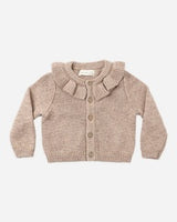 Ruffle Collar Cardigan || Heathered Almond by Quincy Mae