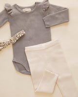 Shoulder Ruffle Bodysuit || Dusty Blue by Rylee + Cru