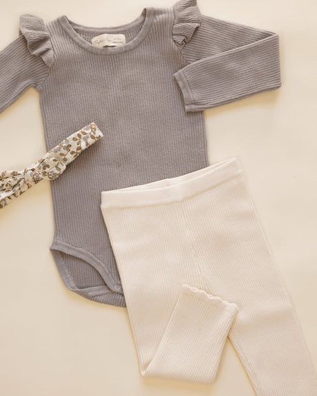 Shoulder Ruffle Bodysuit || Dusty Blue by Rylee + Cru