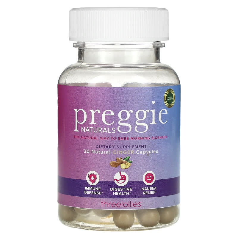 Preggie, Natural Ginger, 30 Capsules by Three Lollies
