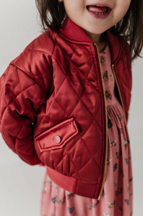 Girls Bomber Jacket- Dusty Cedar by Babysprouts