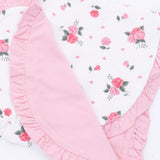 Ruffle Blanket- Pink Rosettes by Angel Dear