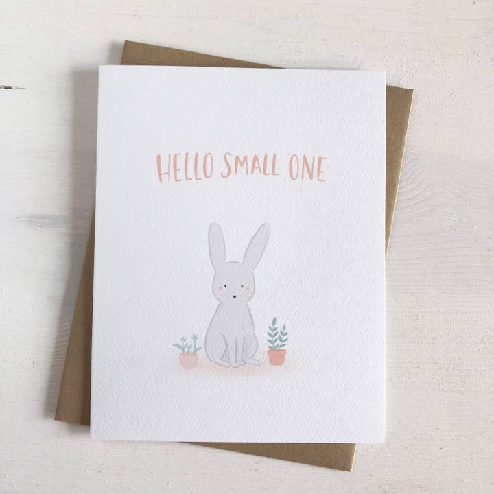 Hello Small One- New Baby Shower Bunny Card