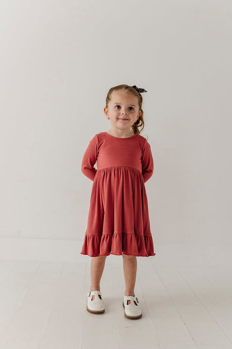 Girls Ribbed Ballet Dress- Dusty Cedar by Babysprouts
