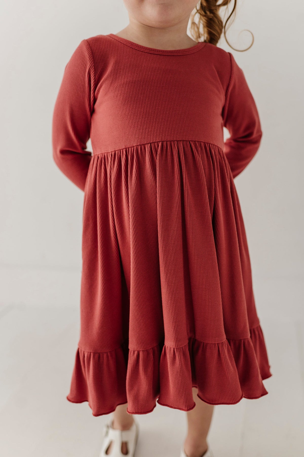 Girls Ribbed Ballet Dress- Dusty Cedar by Babysprouts