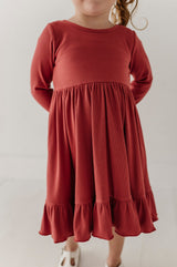 Girls Ribbed Ballet Dress- Dusty Cedar by Babysprouts