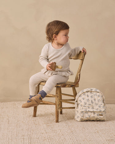 Rib Knit Peplum Top || Heathered Oatmeal by Quincy Mae