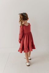 Girls Ribbed Ballet Dress- Dusty Cedar by Babysprouts