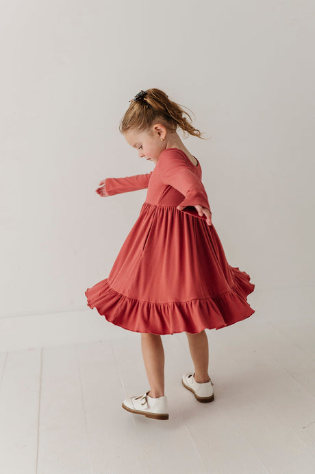 Girls Ribbed Ballet Dress- Dusty Cedar by Babysprouts