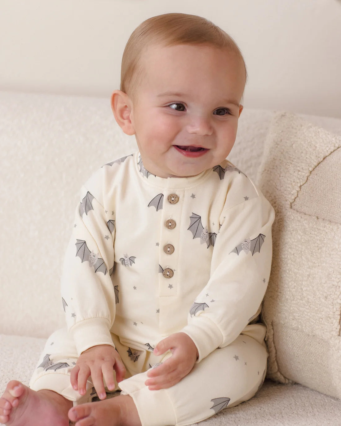 Relaxed Fleece Jumpsuit || Baby Bats by Quincy Mae