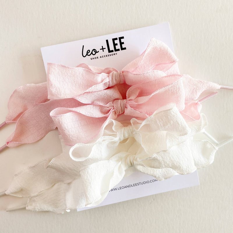 Butterfly Shoe Lace Set- Pink + White by Leo+ Lee