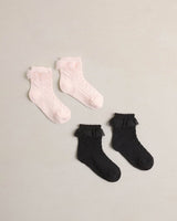 Ruffle Socks || Black, Blush by Noralee