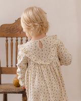 Long Sleeve Ruffle V Dress || Blue Ditsy by Quincy Mae