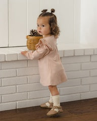 Long Sleeve Flutter Dress || Dusty Rose by Quincy Mae