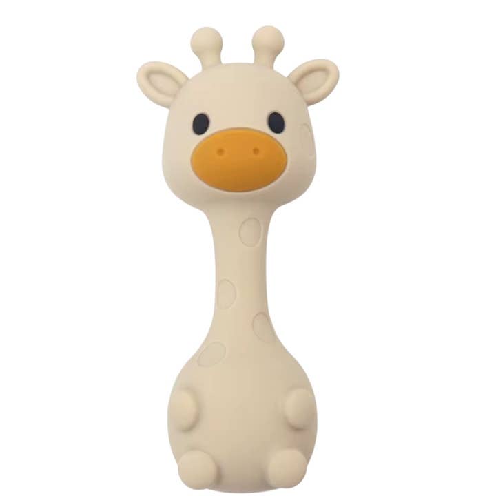 All Silicone Giraffe Rattle- Beige by Three Hearts + Co.