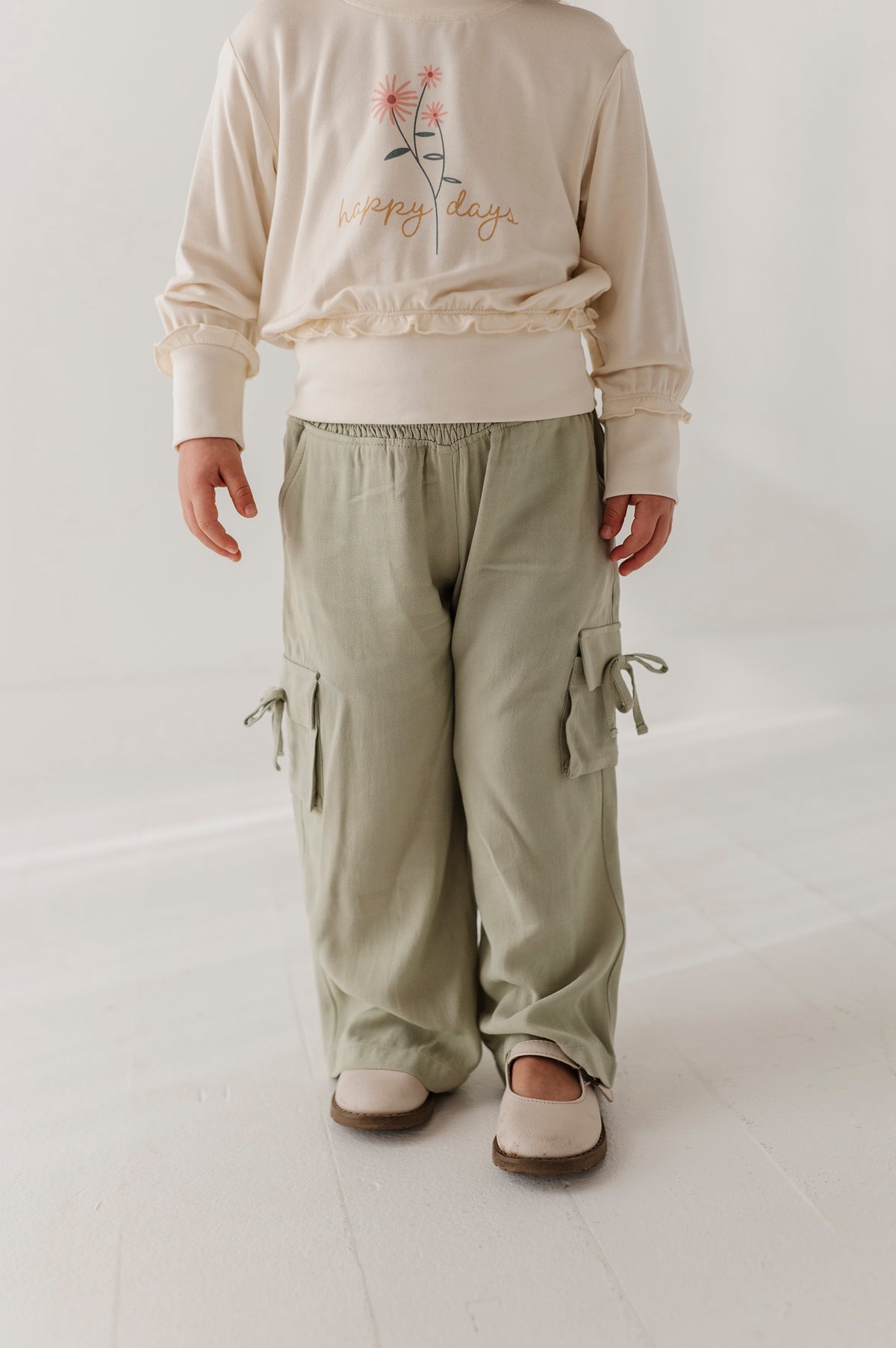 Wide Leg Cargo Pant- Sage by Babysprouts