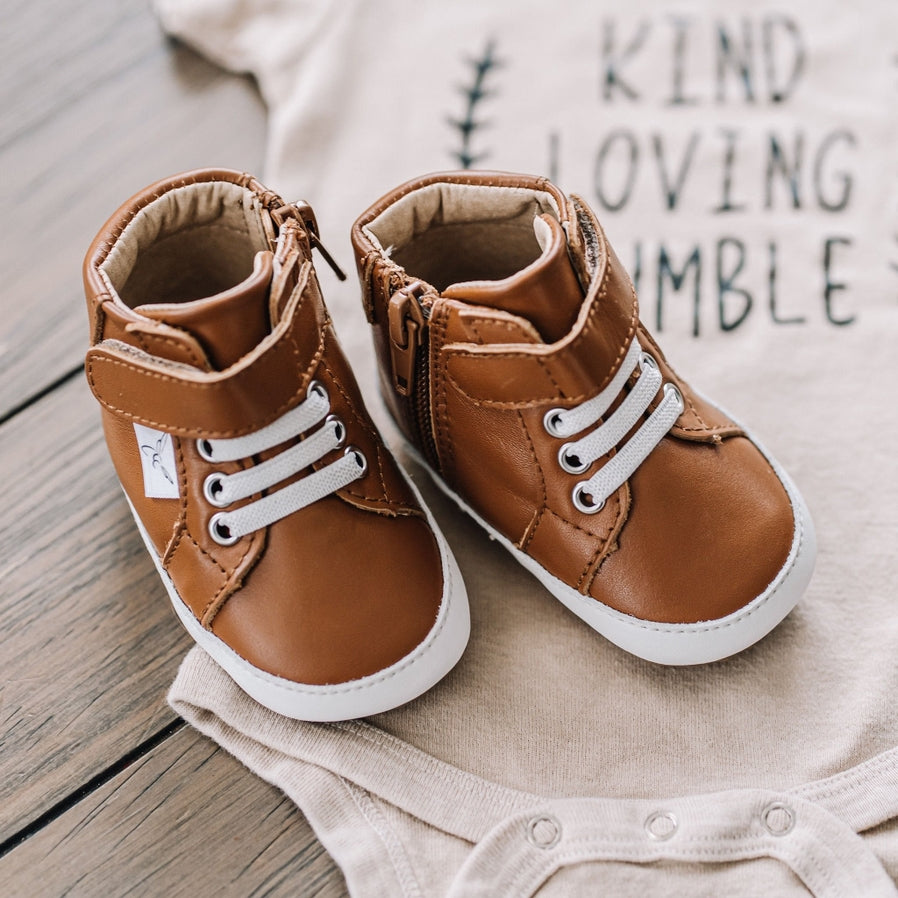 Brown High Top Shoes by Little Love Bug