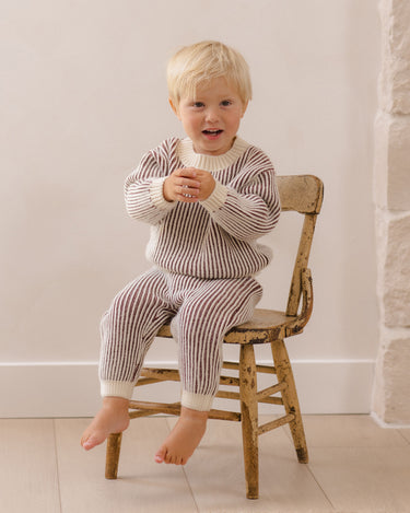 Chunky Knit Pant || Cherry Stripe by Quincy Mae