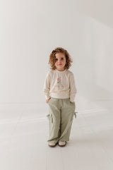 Wide Leg Cargo Pant- Sage by Babysprouts