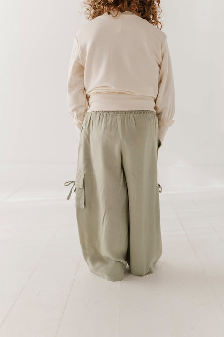 Wide Leg Cargo Pant- Sage by Babysprouts