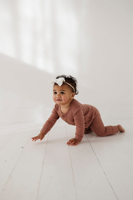 Waffle Romper- Burlwood by babysprouts