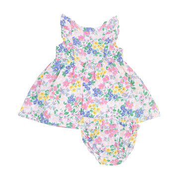 Ruffle Dress Sleeve Dress and Diaper Cover - Emma Floral by Angel Dear