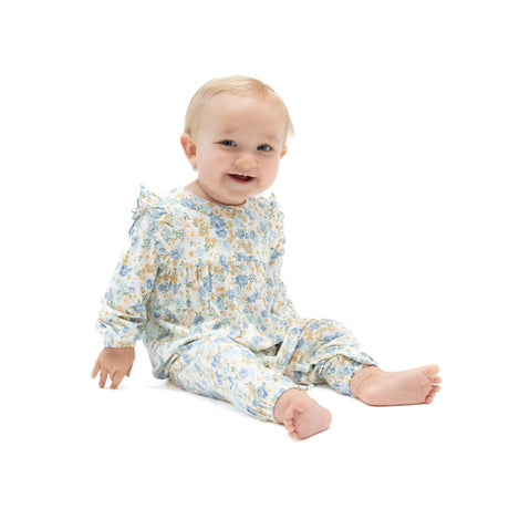 L/S Petal Ruffle Romper- Sweet Rose Calico by Angel Dear