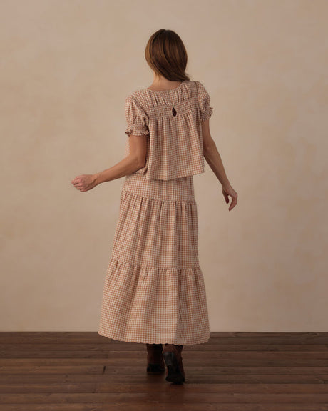 Women's Tiered Midi Skirt || Fawn Gingham by Rylee + Cru