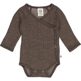 Woolly Walnut Rib Wrap Bodysuit by Müsli