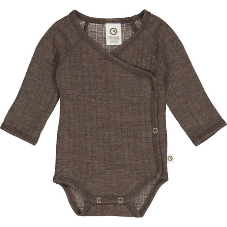 Woolly Walnut Rib Wrap Bodysuit by Müsli