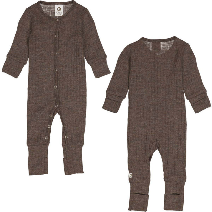 Woolly Rib Walnut Bodysuit w/ Feet by Müsli