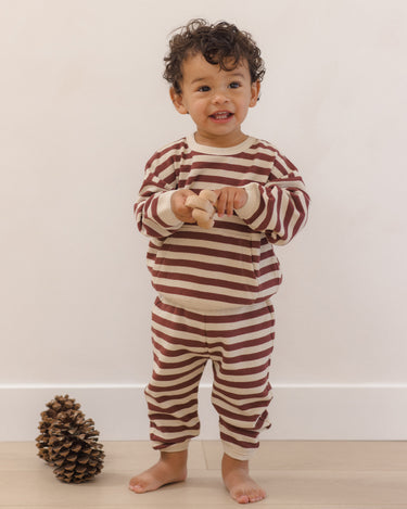 Waffle Slouch Set || Black Cherry Stripe by Quincy Mae