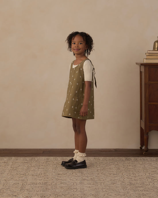 V-Neck Overall Dress || Embroidered Daisies by Rylee + Cru