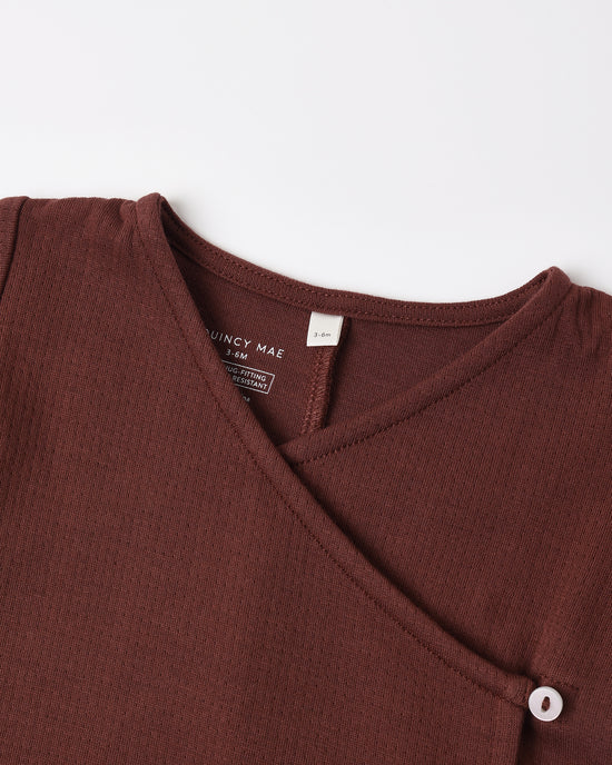Pointelle Wrap Footie || Black Cherry by Quincy Mae