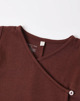 Pointelle Wrap Footie || Black Cherry by Quincy Mae