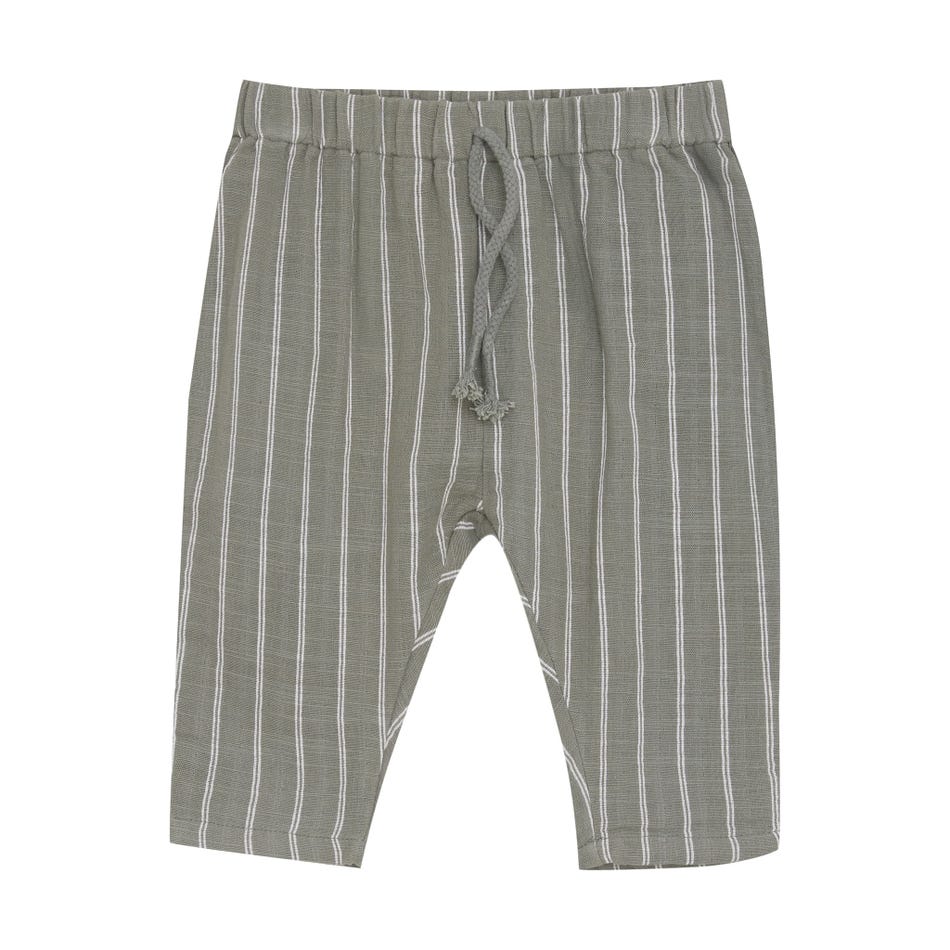 Baby Boys Cotton Woven Pant in Sage Stripes by Minymo