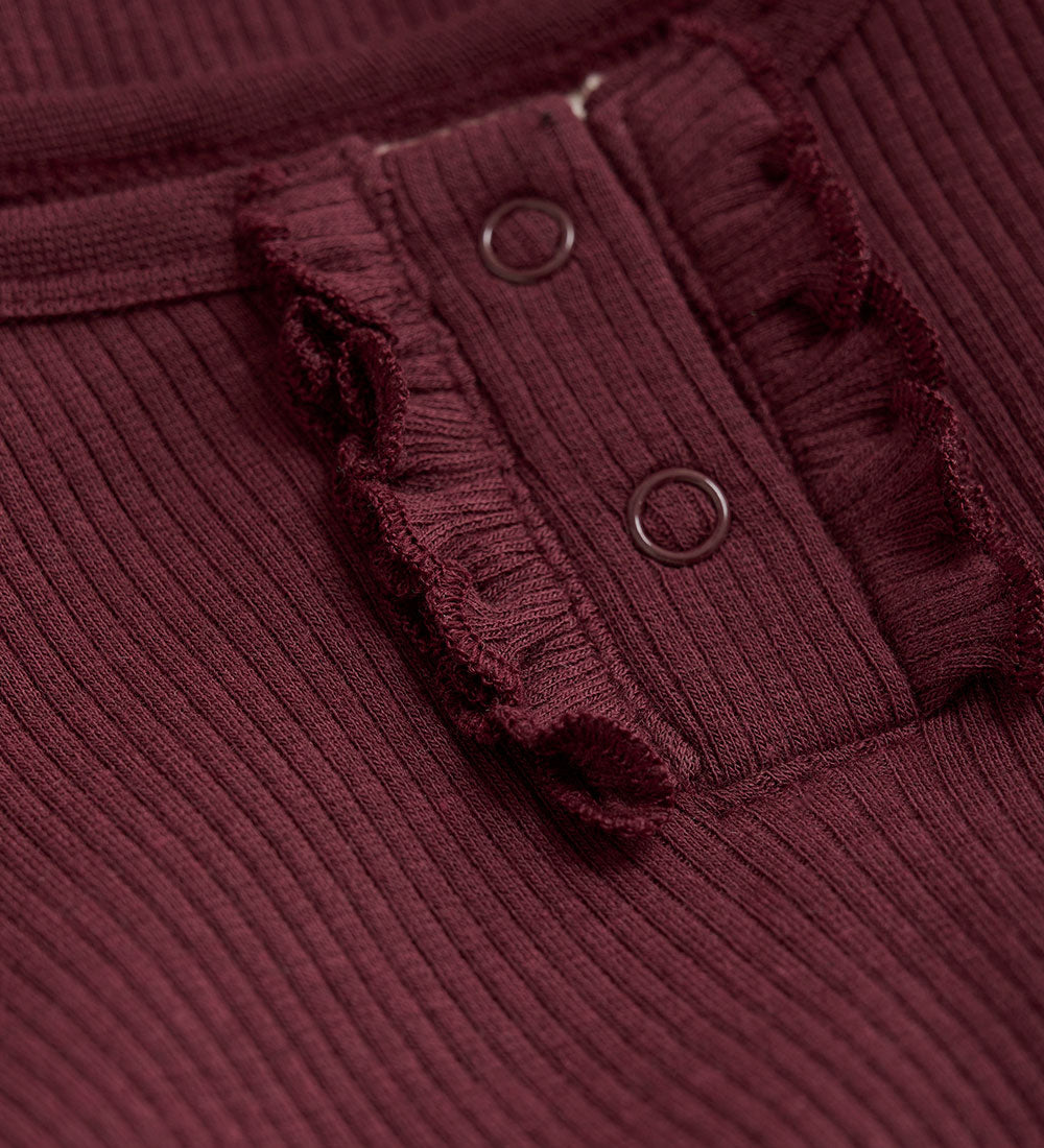 Long Sleeve Bodysuit - Tawny Port by Minymo