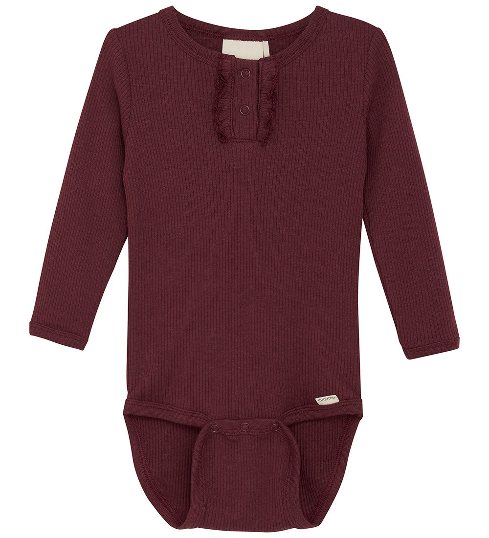 Long Sleeve Bodysuit - Tawny Port by Minymo