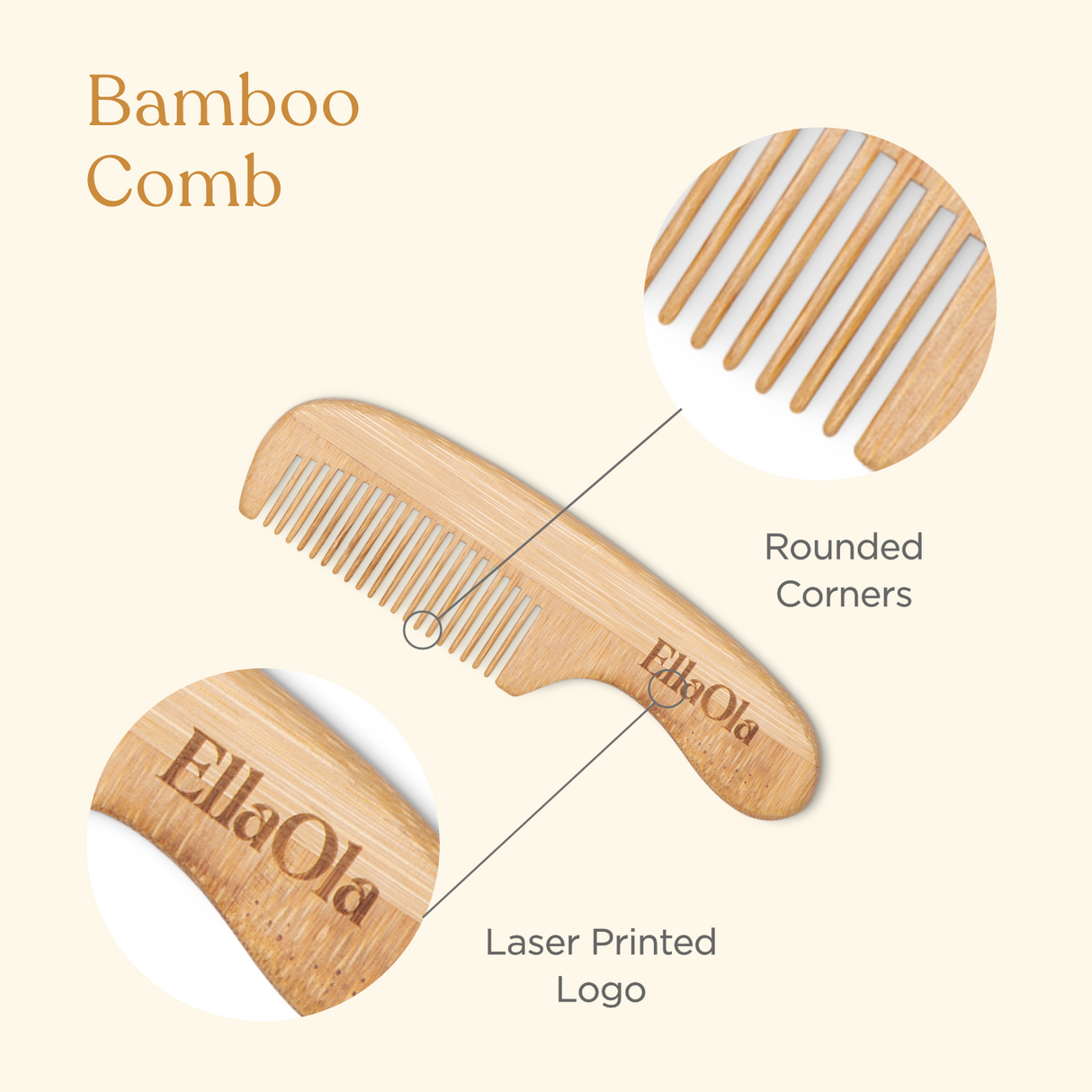 3-Piece Bamboo Brush & Comb Set by Ella Ola