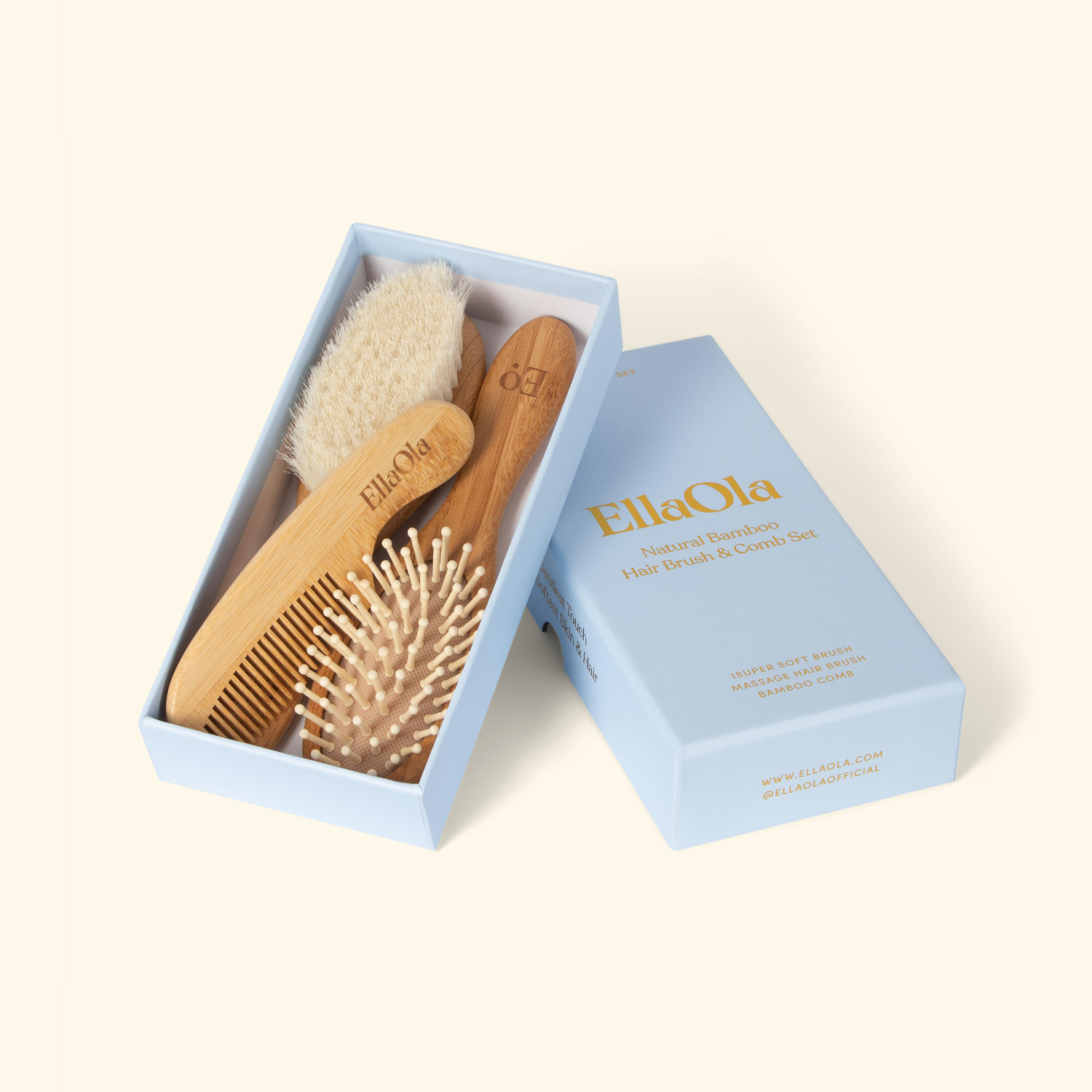 3-Piece Bamboo Brush & Comb Set by Ella Ola